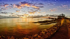Luxury Peninsula Hotel In Lake Titicaca Wallpaper