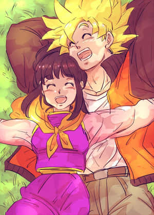 Lying Goku And Chichi Fan Art Wallpaper