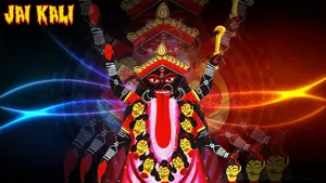 Maa Kali Blue And Orange Wallpaper
