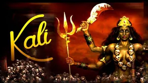 Maa Kali Red Aesthetic With Bloody Blade Wallpaper