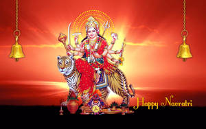 Maa Sherawali Deity Happy Navratri Poster Wallpaper