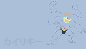 Machamp Outline Gray Background Japanese Wallpaper