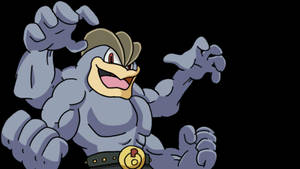 Machamp Posing Black Background Wallpaper