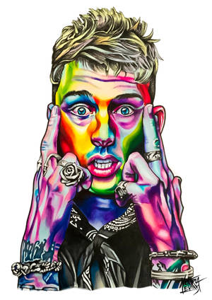 Machine Gun Kelly Comic Art Wallpaper