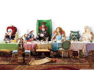 Mad Hatter Hosting A Mad Tea Party With Alice In Wonderland. Wallpaper