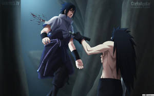 Madara Uchiha Stabbing Sasuke Uchiha Wallpaper