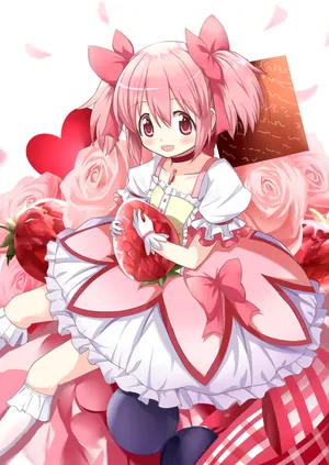 Madoka Magica Kaname And Strawberry Wallpaper