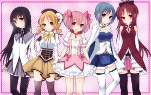 Madoka Magica Lovely Girls Wallpaper