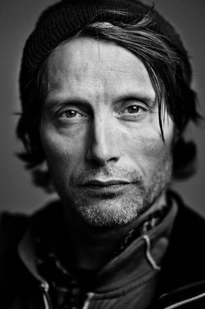 Mads Mikkelsen Black And White Wallpaper