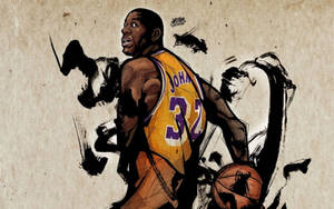 Magic Johnson Digital Drawing Wallpaper