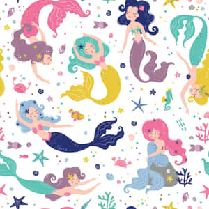 Magical Pastel Mermaids. Wallpaper