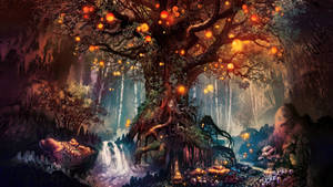 Magical Trees Art Drawing Wallpaper