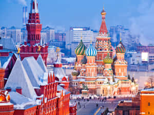 Magnificent Saint Basils Cathedral In Moscow Wallpaper