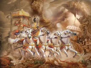 Mahabharat Krishna Chaotic Painting Wallpaper