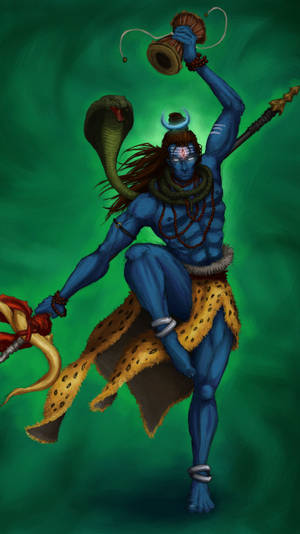 Mahadev Rudra Avatar Green Phone Wallpaper