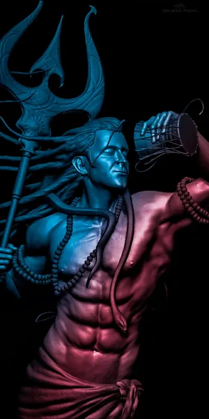 Mahadev Rudra Avatar Statue Phone Wallpaper