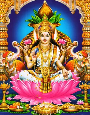 Mahalakshmi Treasure And Gold Wallpaper