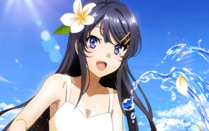 Mai Sakurajima Playing In The Beach Wallpaper