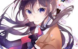 Mai Sakurajima's Purple Eyes Wallpaper