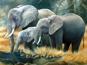 Majestic African Elephant Herd Wallpaper