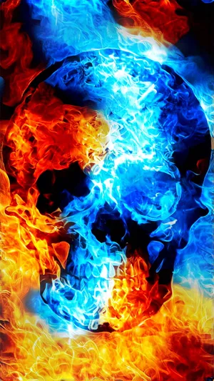 Majestic And Fearless Fiery Skull Wallpaper