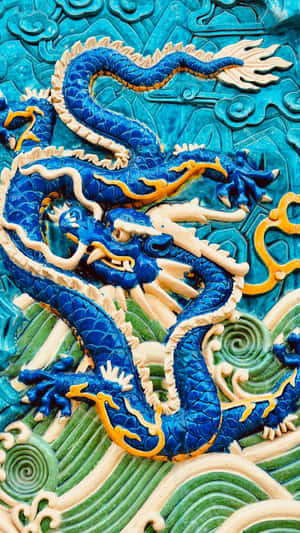 Majestic Blue Dragon Soaring Across The Sky Wallpaper