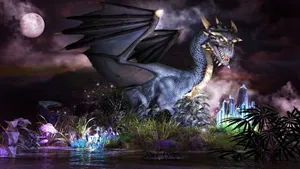 Majestic Blue Dragon Soaring In The Sky Wallpaper