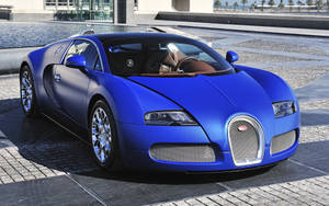 Majestic Bugatti Veyron In Sapphire Blue Wallpaper