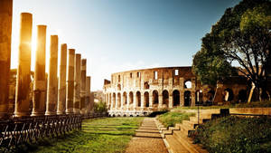 Majestic Colosseum At Sunset Wallpaper