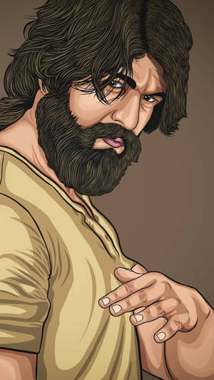 Majestic Digital Artwork Of Kgf Star Yash Wallpaper