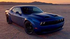 Majestic Dodge Challenger Srt Hellcat Widebody Posing On Road Wallpaper