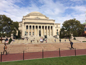 Majestic Entrance Of Columbia University Wallpaper