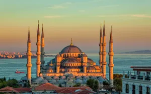 Majestic Evening At Sultan Ahmed Mosque Wallpaper