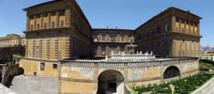 Majestic Fish-eye View Of The Historical Palazzo Pitti Wallpaper