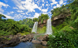 Majestic Iguazu Twin Falls - Nature's Wonder Wallpaper