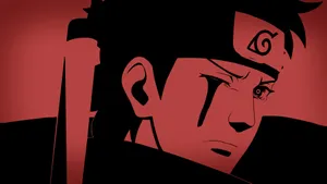 Majestic Illustration Of Shisui In Vibrant Red And Black Wallpaper