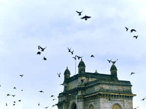 Majestic Overhead View Of Gateway To India Wallpaper