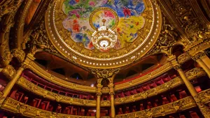 Majestic Paris Opera House With Illuminated Theater Dome Wallpaper
