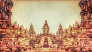 Majestic Prambanan Temple Sketch, Indonesia's Heritage Wallpaper