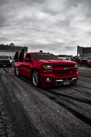 Majestic Red Chevrolet Silverado Pickup Truck Wallpaper