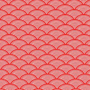 Majestic Red & White Japanese Waves Wallpaper