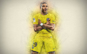 Majestic Sketch Of Psg's Star Footballer, Kylian Mbappe Wallpaper