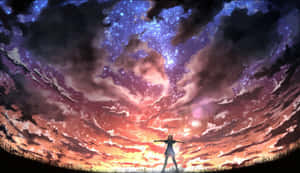 Majestic Skies Beautiful Anime Scenery Wallpaper