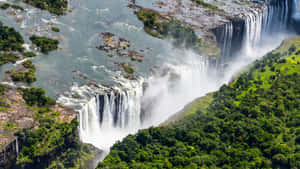 Majestic Victoria Falls On Basalt Plateau Wallpaper