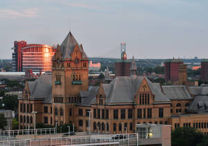 Majestic View Of Old Main Building At Wayne State University Wallpaper