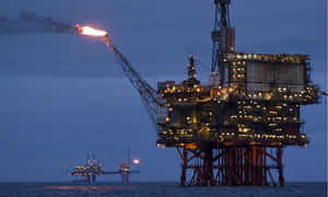 Majestic View Of The Beryl Bravo Oil Rig Platform Wallpaper