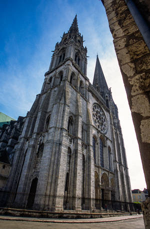 Majestic View Of The Chartres Cathedral Wallpaper