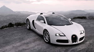 Majestic White Bugatti Veyron Outlining Perfection In The Countryside Wallpaper