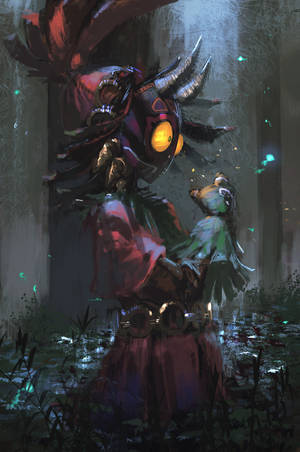 Majora's Mask Fireflies In Forest Wallpaper