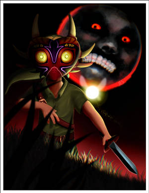 Majora's Mask With Full Moon Wallpaper